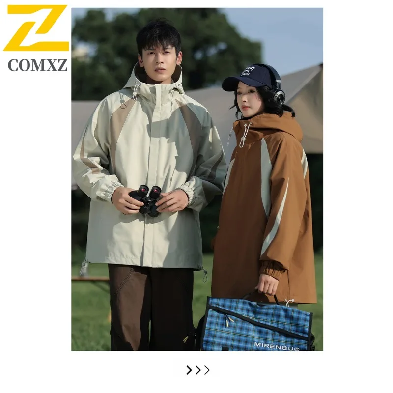 COMXZ Mens Jacket Versatile Lightweight Hiking Travel Windproof Motorcycle Jackets 2025 Street Style Autumn Windbreaker