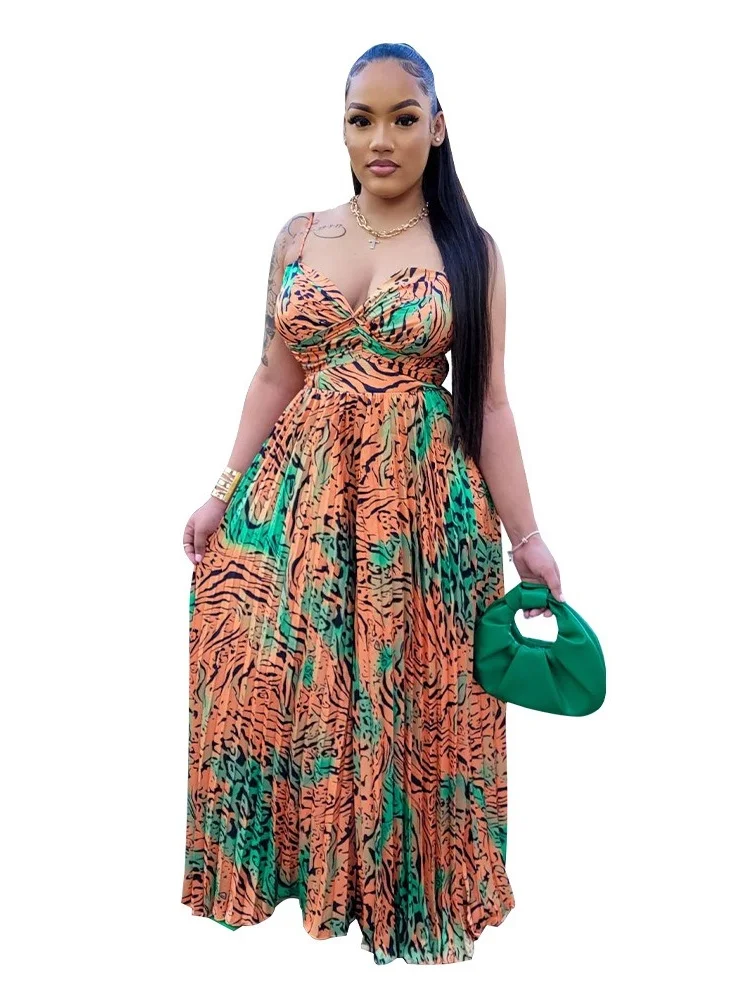 Wmstar Jumpsuits Women Wholesale Fashion Clothing 2025 Bestselling Printed Halter Leated One Piece Pants Club Rompers Summer