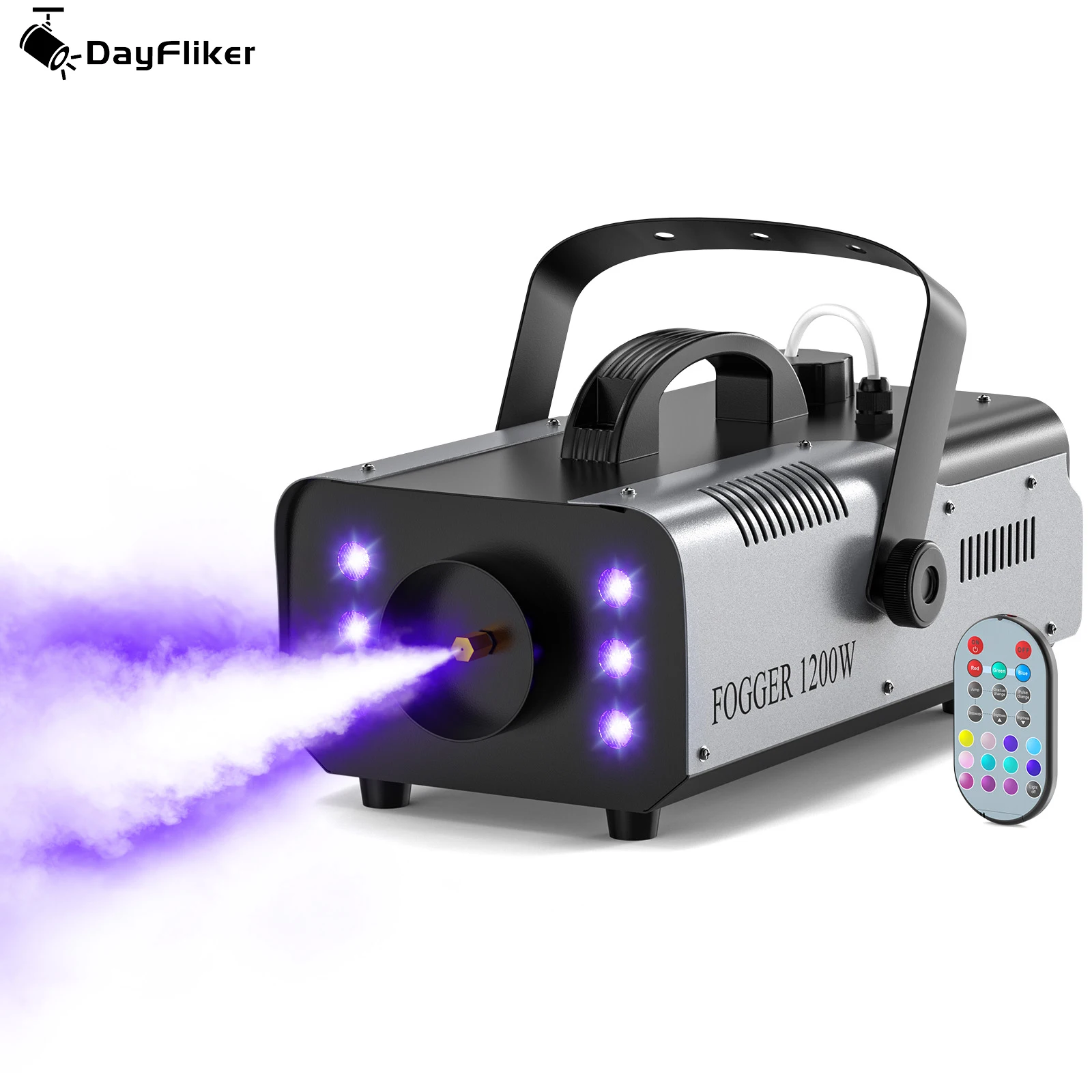 DayFlicker 1200W Fog Machine with RGB 6LEDs Lighting for Play Theater Professional Stage Home Entertainment Halloween Party