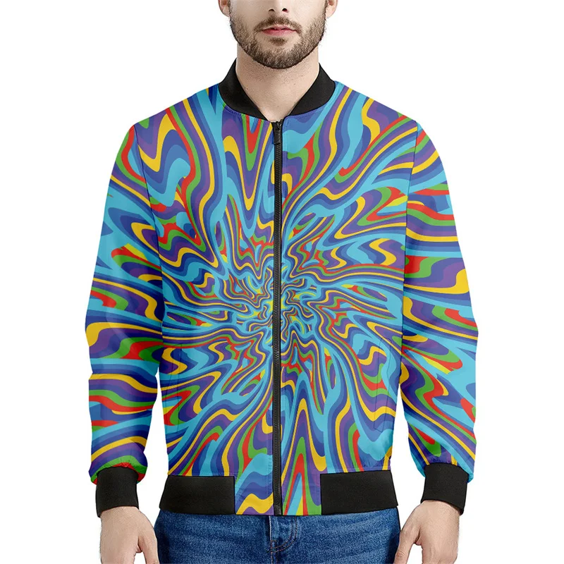 thumbnail image 1 of Chaqueta con cremallera con estampado 3D de degradado psicodélico para hombres, sudaderas de gran tamaño, chaquetas bomber de manga larga para primavera y otoño para mujeres, 1 of 5