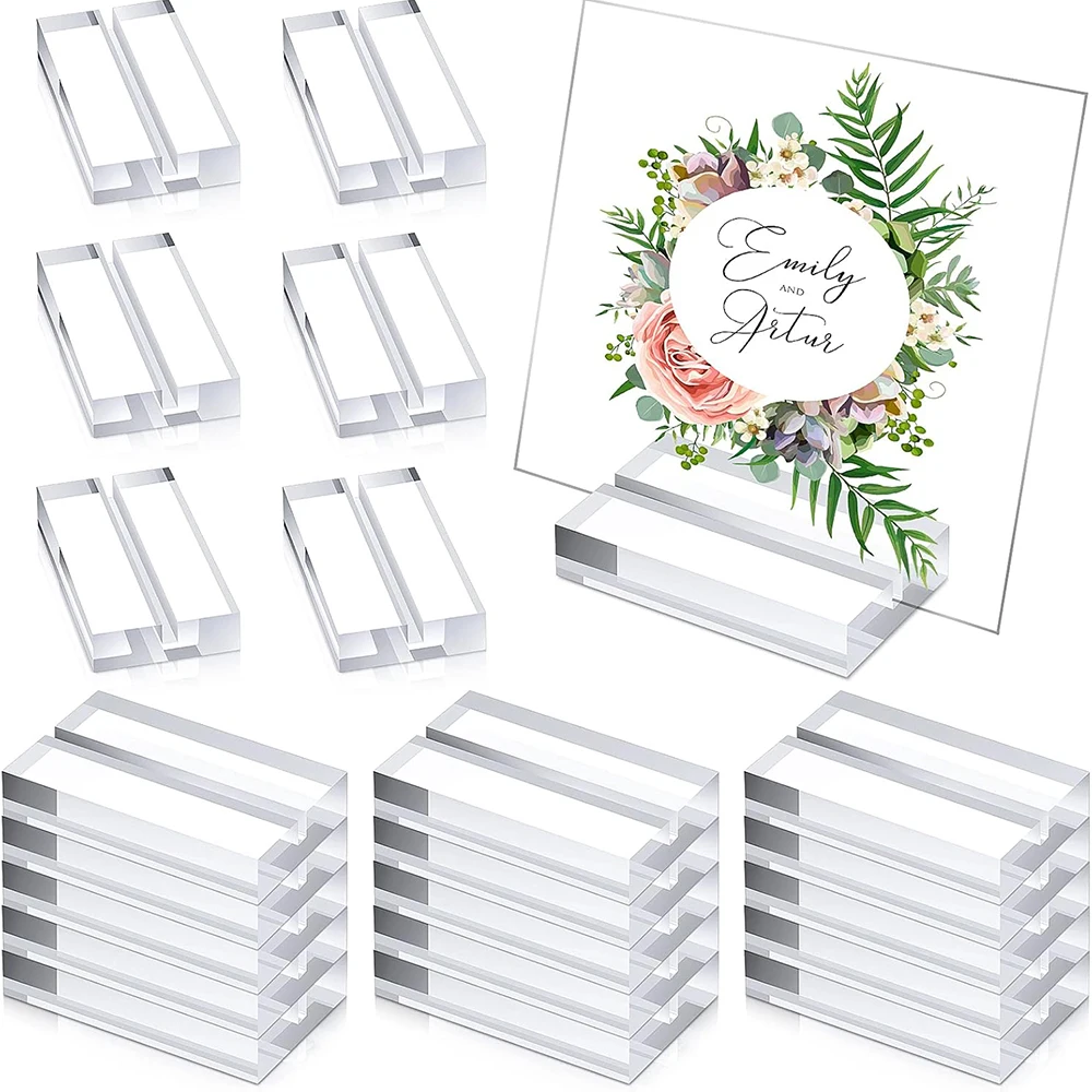 10Pcs Acrylic Place Card Holders Table Number Stands Card Display Office Home Wedding Party Decor