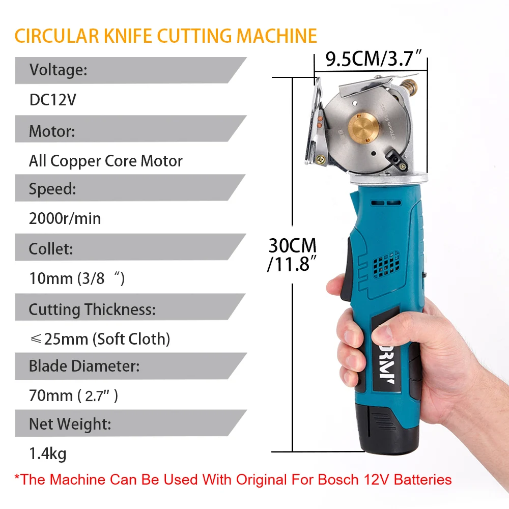 12V Electric Round Scissors Electric Scissors Shear Cloth Cutter Fabric Cutting Machine Kit Cutting Tool For Bosch 12V Battery 2
