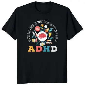Funny Neurodiversity Brain ADHD Men Women T-Shirt Cotton Graphic Tee Y2k Top Lovely Gifts Short Sleeve 1