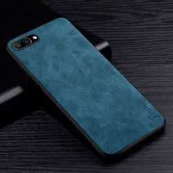 Premium Scratch-Resistant PU Leather Phone Case - Solid Color Cover for Honor 10 (Dark Blue)