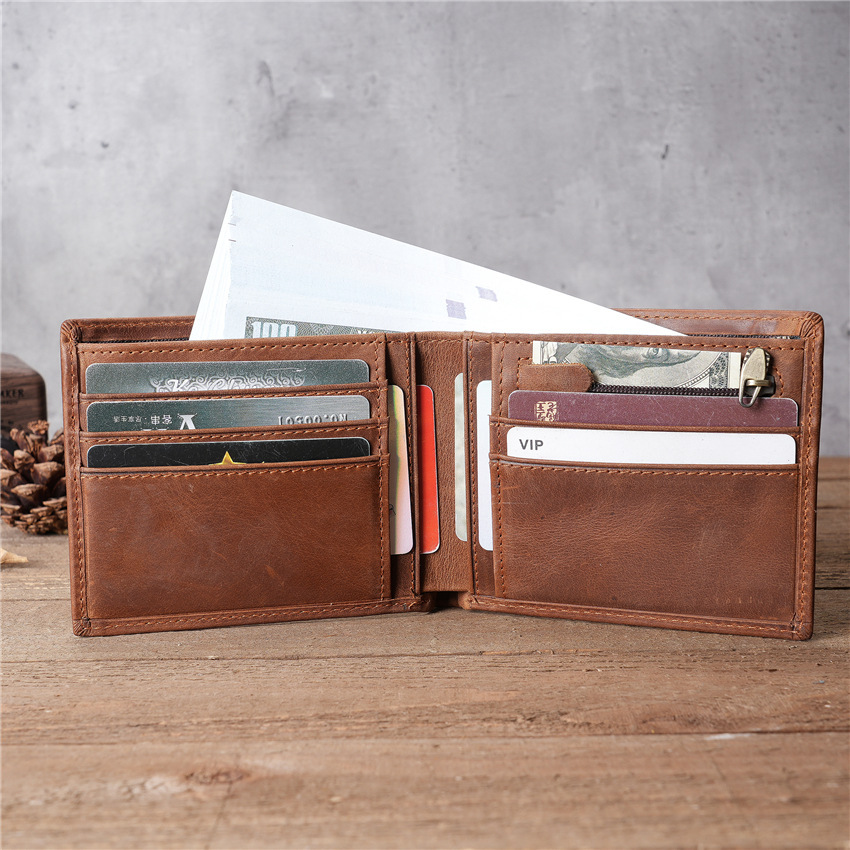 Genuine Leather Wallet for Men Rfid Blocking Wallet with Coin Pocket Vintage Brown Secure and Durable Credit Card Holder Purse