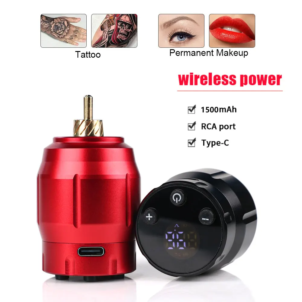 ★タトゥーマシン用　ＲＣＡワイヤレス小型電源・LED残量表示ペンマシン等★3 1500mAh Wireless Tattoo Power Supply LED Display Portable