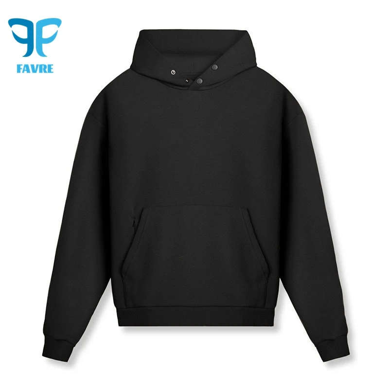 

FAVRE Collar Concealed-buckle Sweatshirts Ins Mens Solid Fitness Pullovers Autumn Winter Fleece Hoodies Europe and America Tops