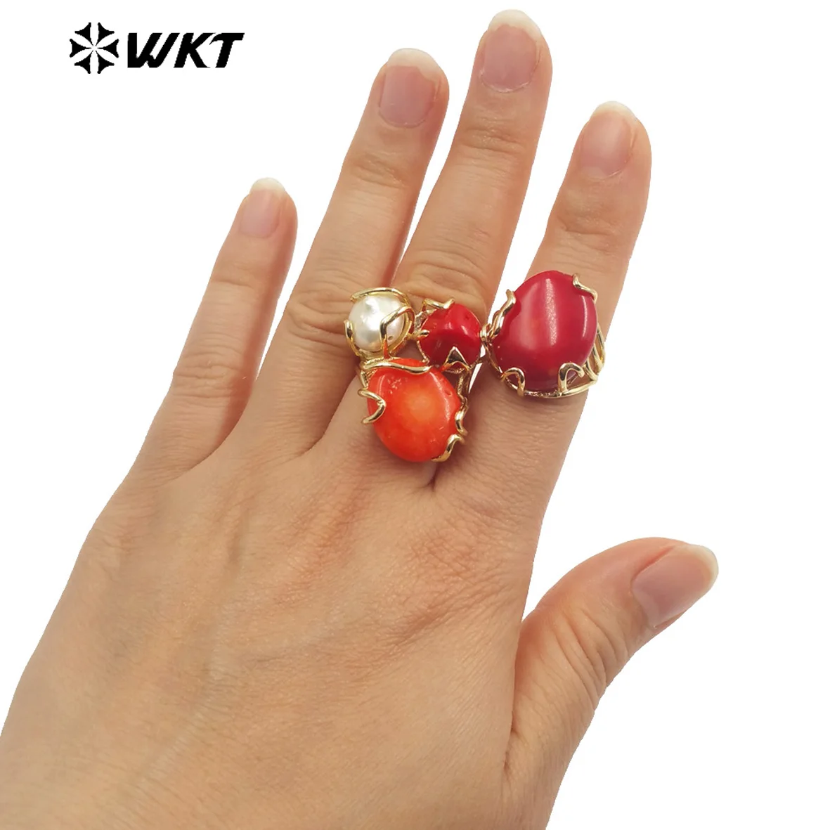 Chrame Silver Red Coral Ring for Party 8mm*10mm Natural Precious Coral  Silver Ring Solid 925 Silver Red Coral Jewelry