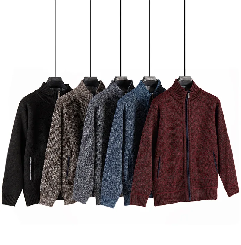 Wool Cardigan Men Autumn Winter Clothes Warm Thick Solid Long Sleeve Zipper Knitted Sweater Cotton Casual Brand Man Sweaters