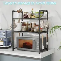 Étagère de support pour micro-ondes Durable-support de comptoir robuste pour le stockage du four, des épices et des plats avec crochets, organisateur utilitaire en plastique 2