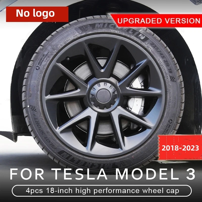 

4PCS Hub Cap For Tesla Model 3 18 Inch 2018-2023 Performance Replacement Wheel Cap Automobile Hubcap Full Rim Cover Accessories