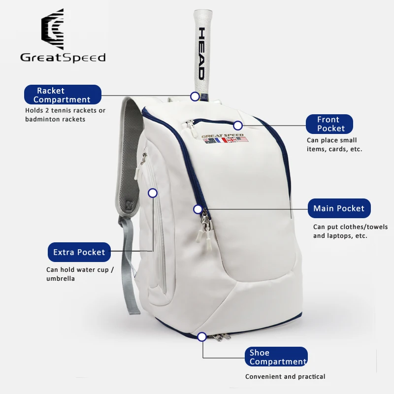Original Brand Tennis Bag Tennis Rackets Padel Tennis Backpack Tennis Racket Backpack With Shoes Compartment Badminton Gym Bag