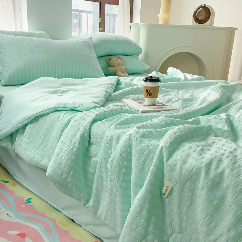 

Bubble Gauze Summer Comforter Set Soft Breathable Hygroscopic Single Double Blanket Summer Cooling Air-conditioned Quilt Set