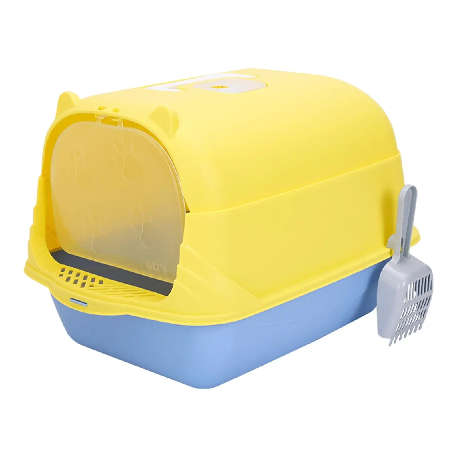 Hooded Cat Litter Box Durable with Door Removable for Indoor Cats with Scoop