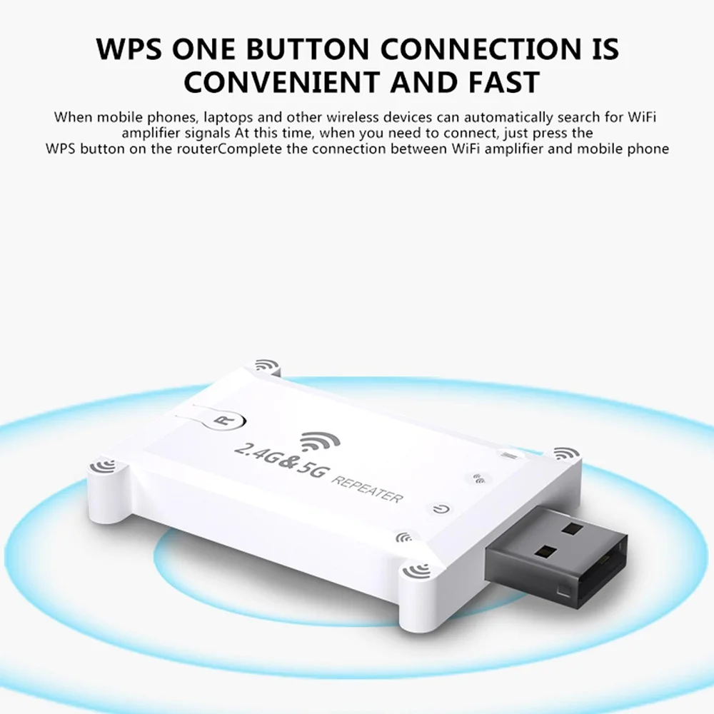 Dual Band USB WiFi Signal Amplifier Extender with 1200M Boost Capacity