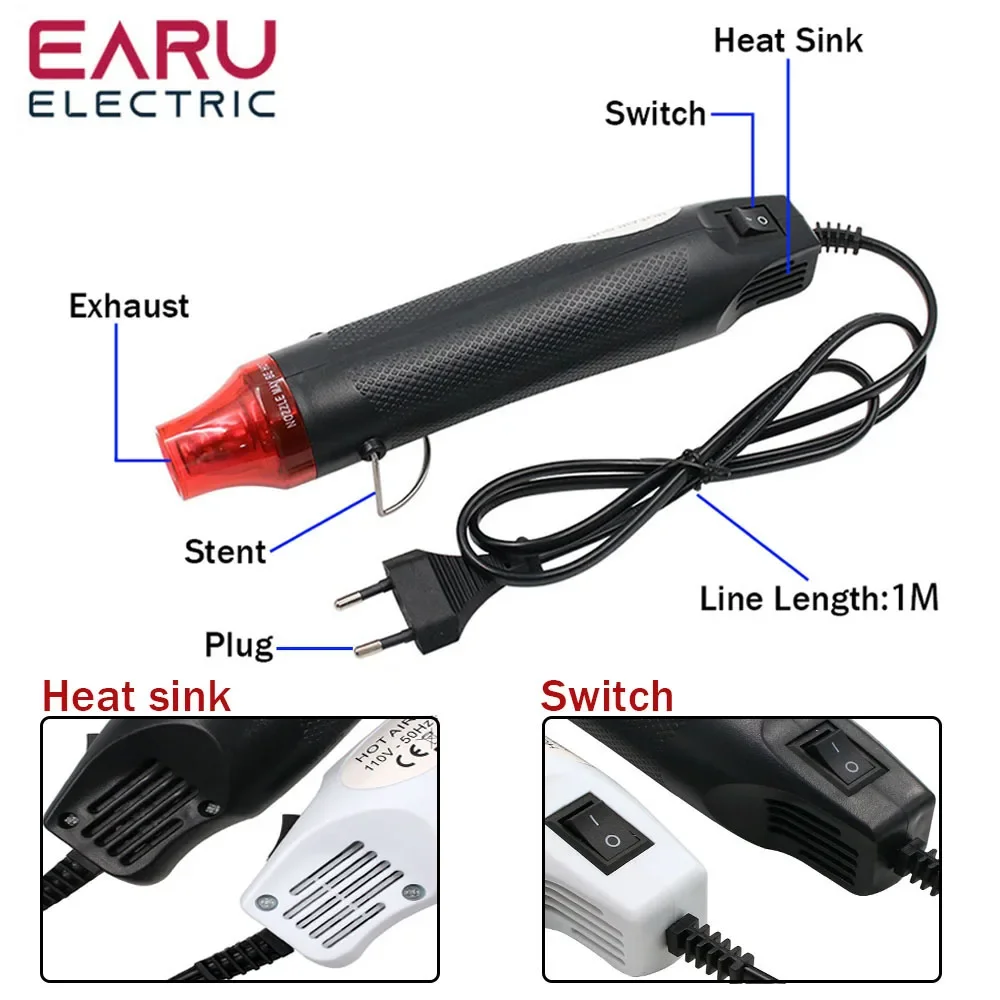 EU US 110V 220V DIY Using Heat Gun Electric Power Tool Hot Air 300W Temperature Gun With Supporting Seat Shrink Plastic DIY Tool hot air gun heat gun mini hot air gun