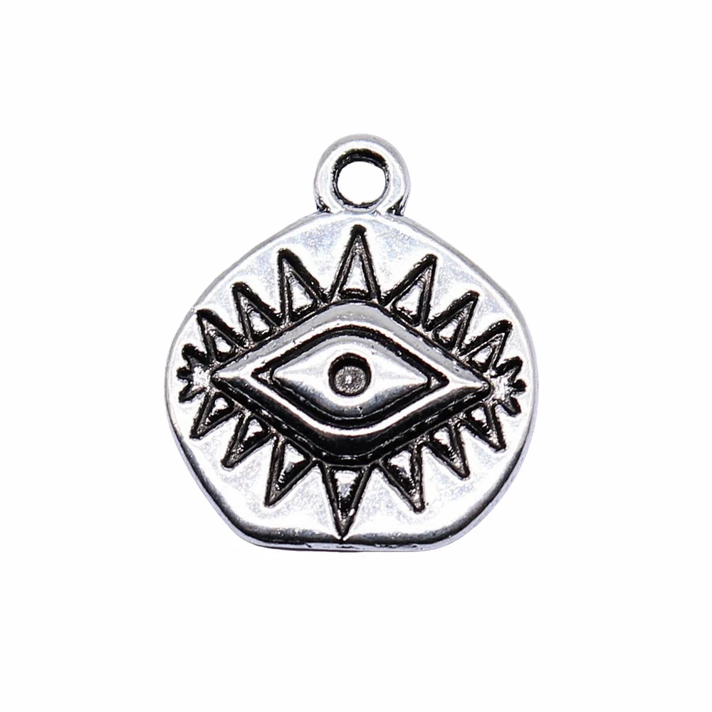 

20pcs/lot 15x14mm Eye Charms For Jewelry Making Antique Silver Color 0.59x0.55inch