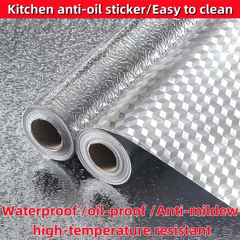 Kitchen Oil-proof Self Adhesive Stickers Anti Fouling High Temperature Waterproof Aluminum Foil Wallpaper Cabinet Contact Papers wall stickers,self adhesive stickers,self adhesive wallpaper,kitchen wall sticker,adhesive wallpaper,oil proof film