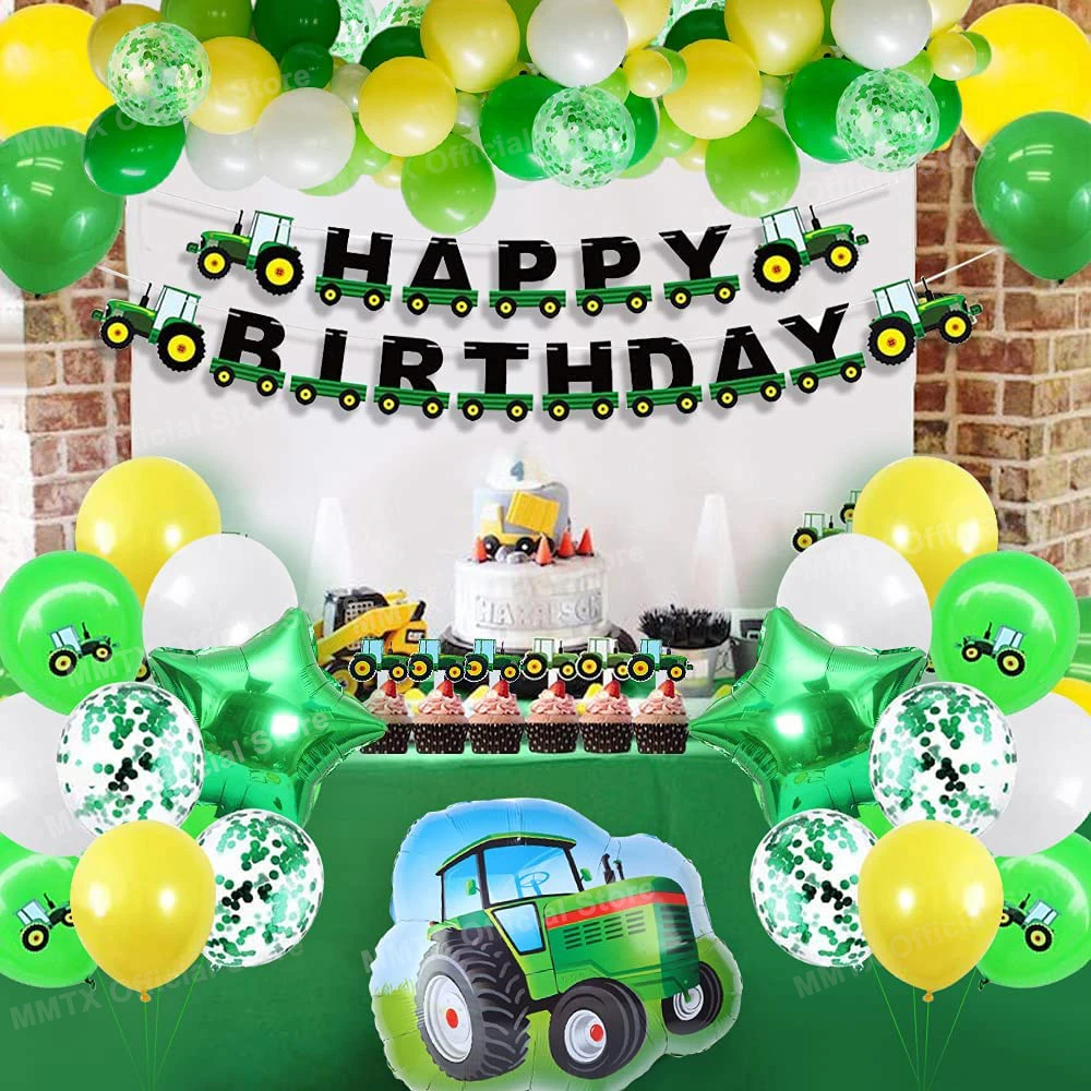 Decoración de globos cumpleaños para niño, arco de globos de Tractor de granja, decoraciones para fiesta de primer cumpleaños para niños, fiesta de bienvenida de bebé, fiesta de de género|Globos