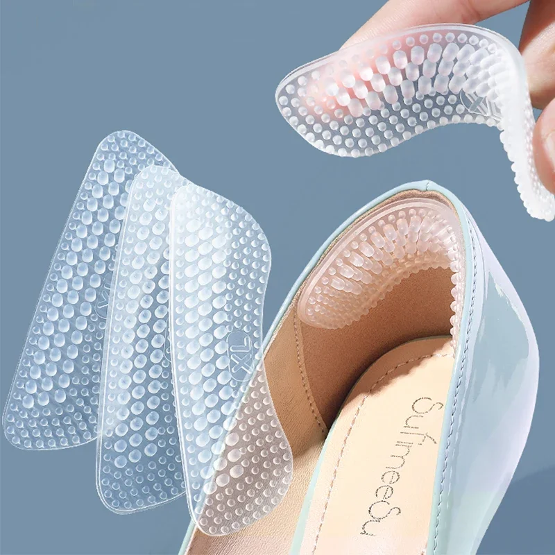 Upgrade Silicone Heel Stickers Heels Grips for Women Men Anti Slip Heel Cushions Non-Slip Inserts Pads Foot Care Protector heel protector pads shoe repair stickers heel grips