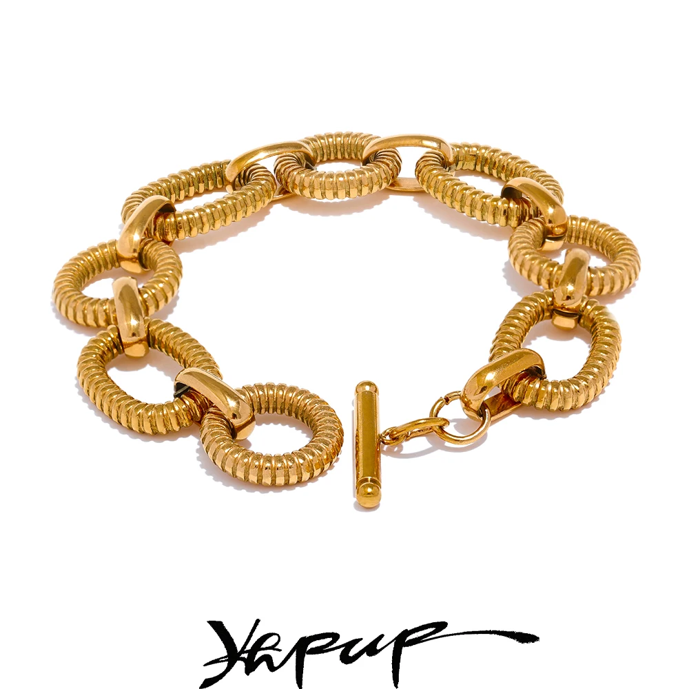Yhpup Bracelet Chain Stainless Steel Oval 316L Jewelry