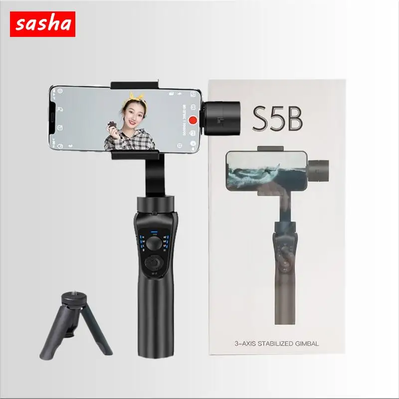 

S5B 3 Axis Smartphone Selfie Sticks Holder Gimbal Professional Handheld Stabilizer With Tripod Anti Shake Video Record For Phone