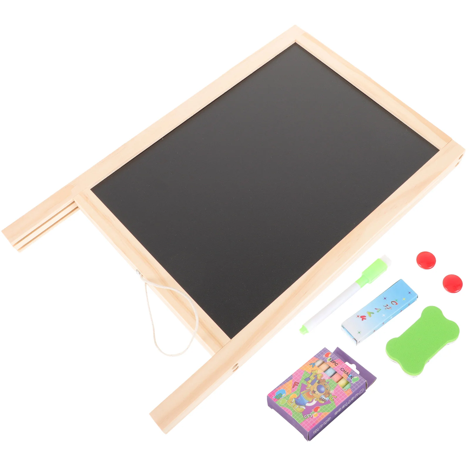 Toyvian Chalkboard Decor Standing Art Easel Double-Sided Wooden Blackboard Drawing Magnetic Whiteboard Dry Erase Board