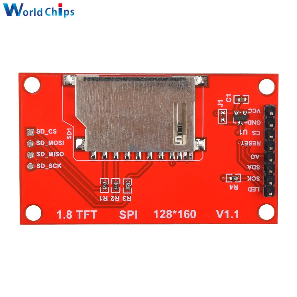 Display LCD TFT 1.8 Pollici Per Arduino - Modulo SPI ST7735S 128x160 Pixel, 5V/3.3V, Con Slot Per SD