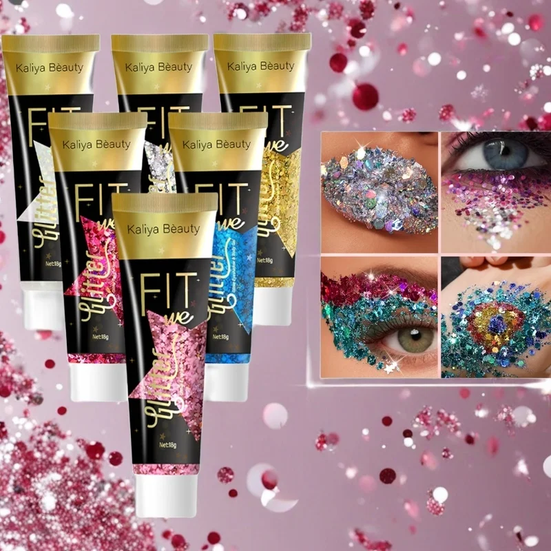 Glitter Gel Makeup For Face Hair Stage Show Carnival 6PCS