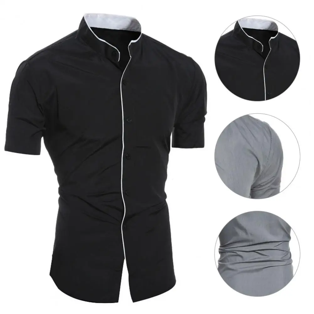 

Summer Shirt Lightweight Men Shirt Slim Fit Formal Great Wash-and-wear Men Top