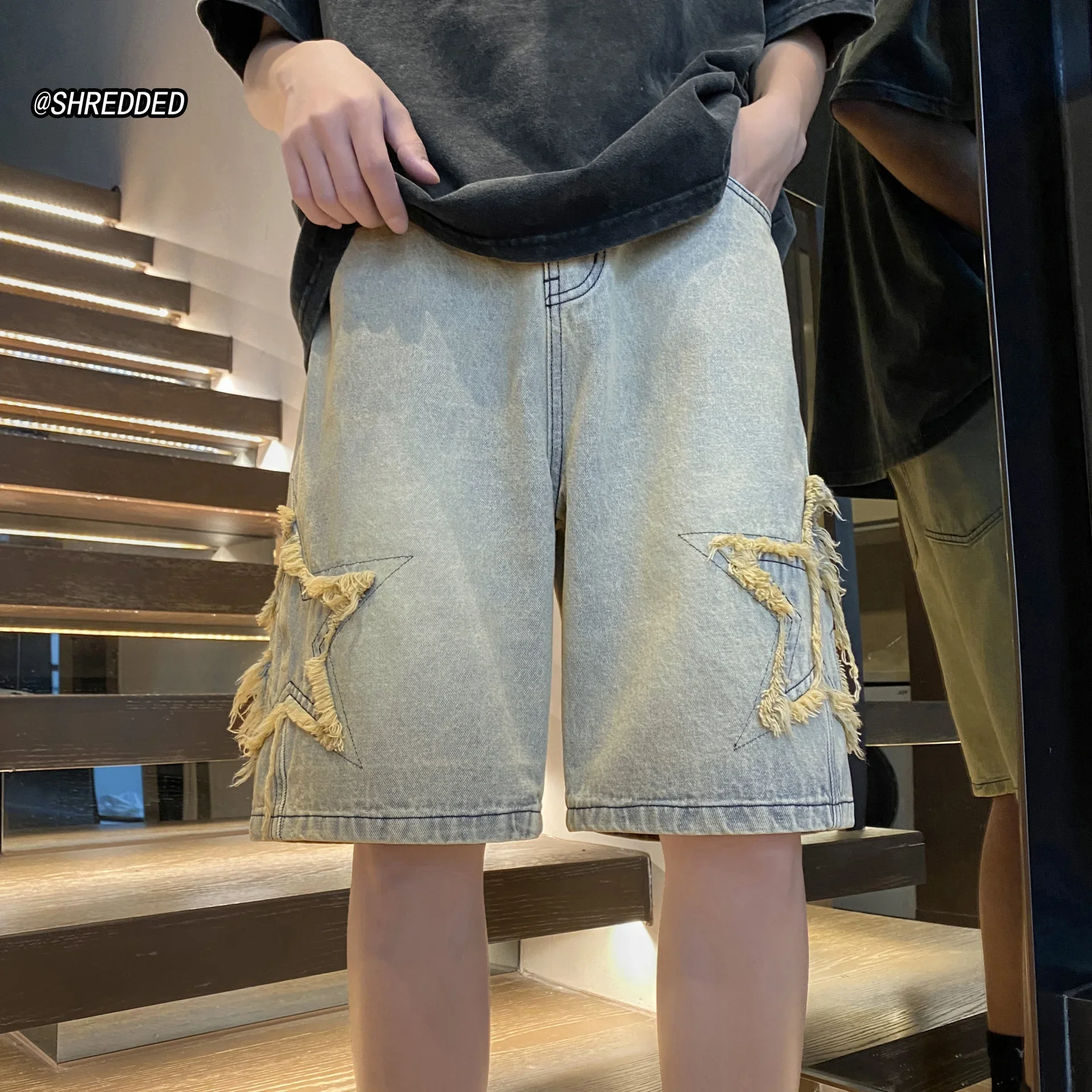 Loose Straight Leg Men's Denim Shorts Summer Casual Fashion Trendy Brand Five-Point Pants Breathable Comfortable Lightweight