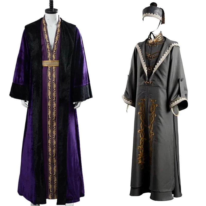 (Disponibile) Albus Dumbledore Costume Cosplay Adulto Robe Mantello Cappello Outfit Set Completo Costume Di Carnevale Di Halloween