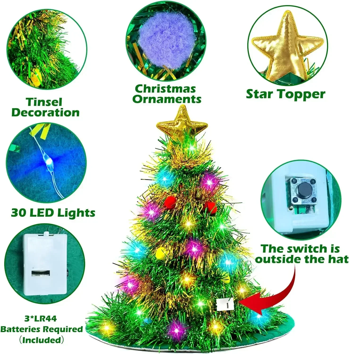 Glow Party Santa Hat for Adults and Kids' Christmas Dress-up Costume