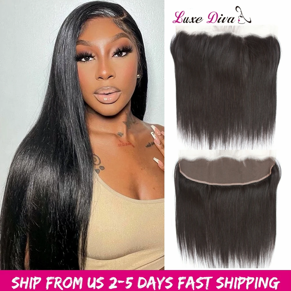 

Luxediva Straight 4x4 Lace Closure 100% Brazilian Human Hair Natural Black Pre Plucked Bleached Knots 13x4 Lace Frontal