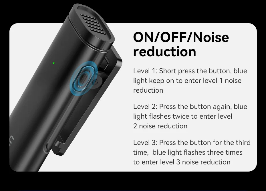 Ulanzi VM-10 Wireless Clip-on Microphone 3-Level Noise Reduction Mic With Lightning Connector For iPhone Vlog Live Streaming