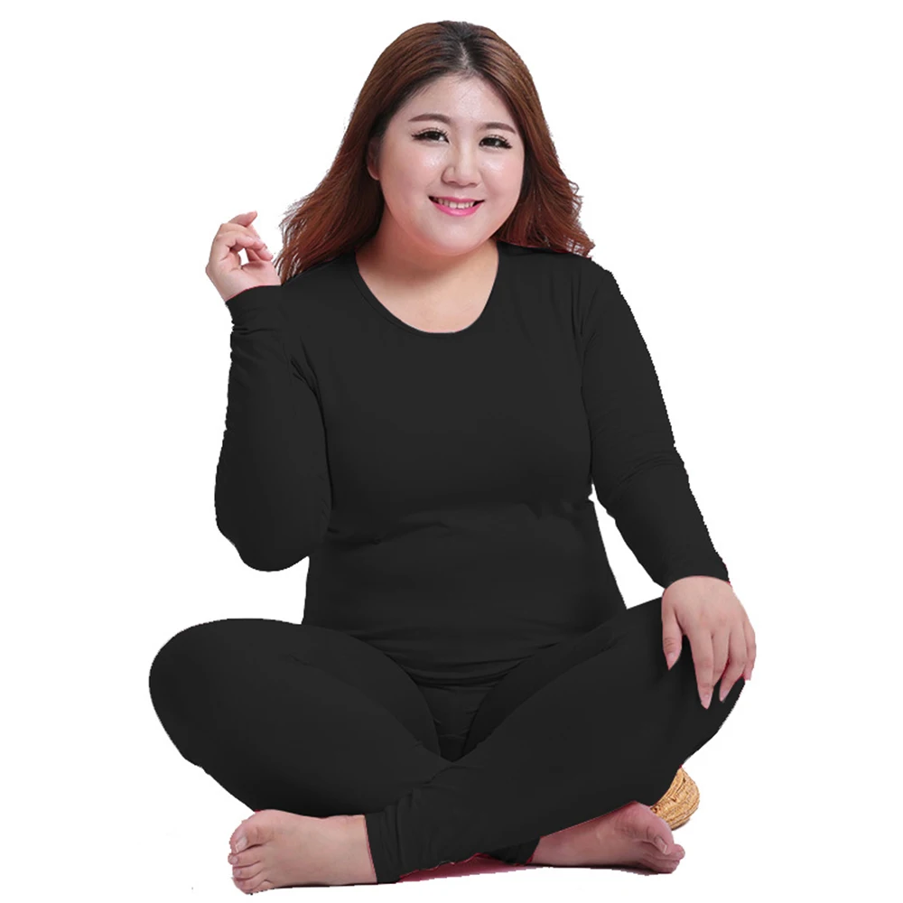 Thermal Underwear Set Plus Size Women Ultra-Soft Sleepwear Winter Long Sleeve Top+pant Female Warm Leggings Long Johns