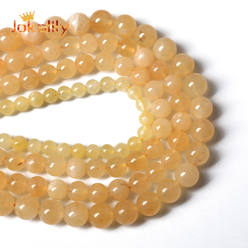 Natural Yellow Citrines Beads Round Loose Spacers Beads Spacer Beads For Jewellery Making Diy Bracelets 4 6 8 10 12mm 15