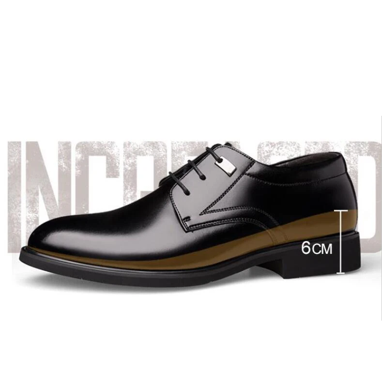 Men Height Increasing Shoes 6CM Man Elevator Shoe High Heel Men Lifted Shoes Heeled Dress