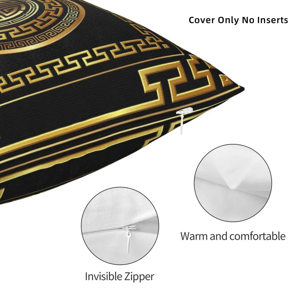 Description Picture 6 of itemGreek Key Meander Black Gold Large Pillowcase Soft Cushion Cover Decoration Throw Pillow Case Cover Home Square 45X45cm