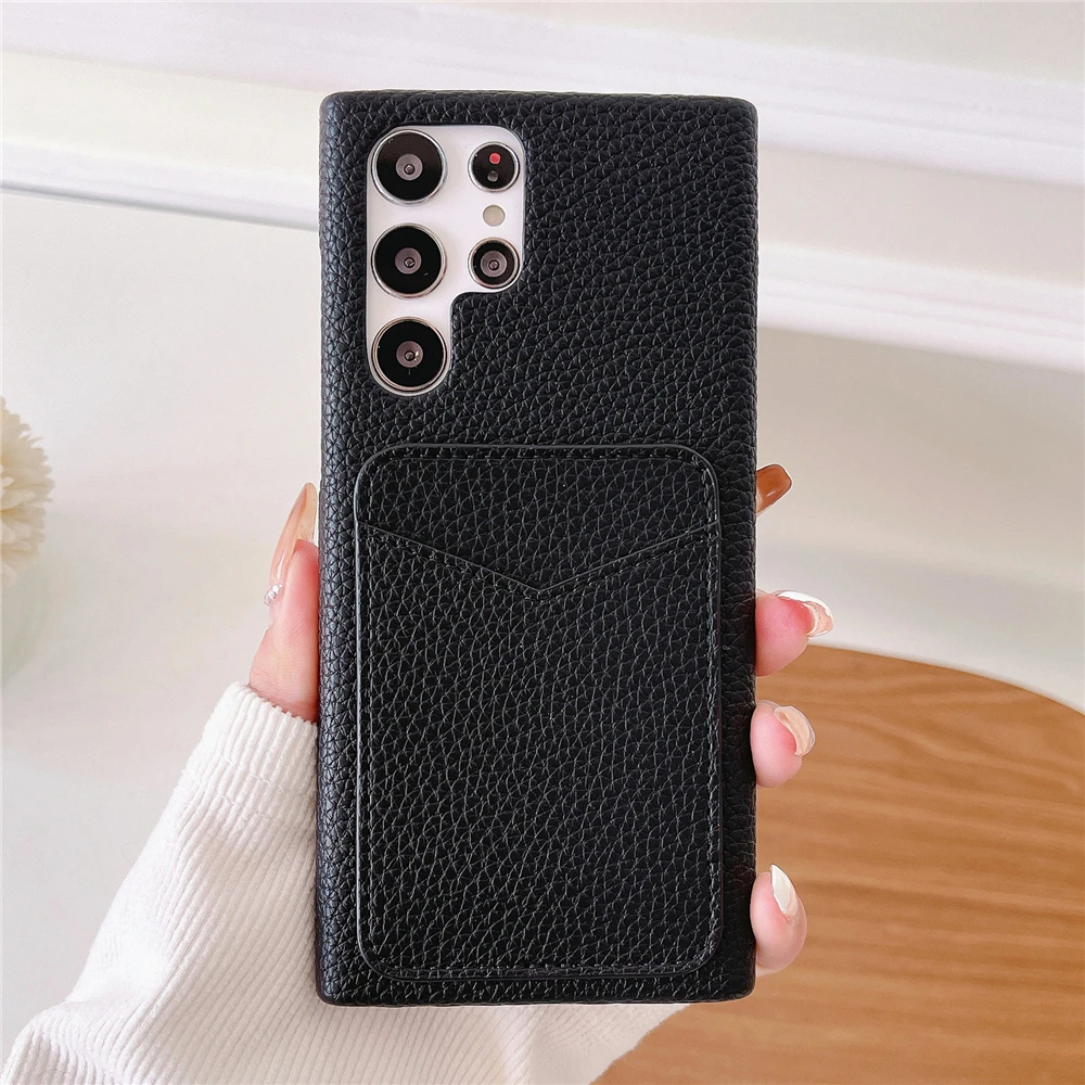 Luxury Retro Litchi Leather Grain Soft Phone Case