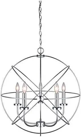 

Sumerside 5 Light Chandelier, 25.2" x 25.2" x 11.81", Chrome Dinosaur Decorations for bedroom Mariposas decorativas Black room d