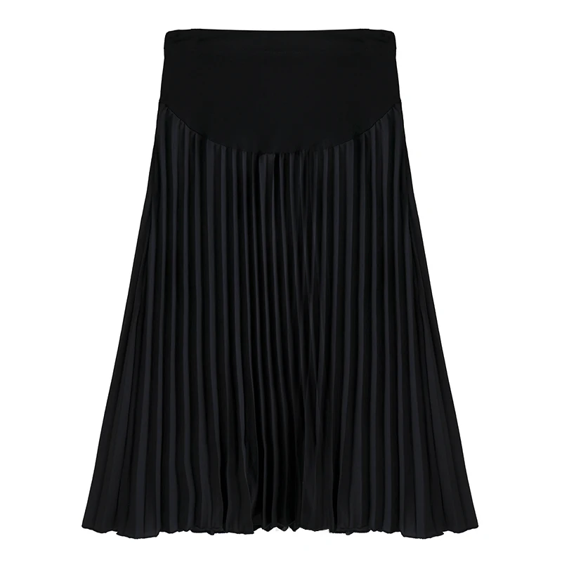 Y2k Summer Pleated Chiffon Maternity Skirts White Black Elastic Waist Belly Pants Clothes for Pregnant Women Youth Pregnancy