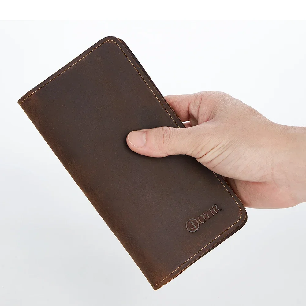 Men Genuine Leather Wallet Men Coin Purse Vintage Long Men Wallets Perse Solid Card Holder Clutch Carteira Hombre for Male 2