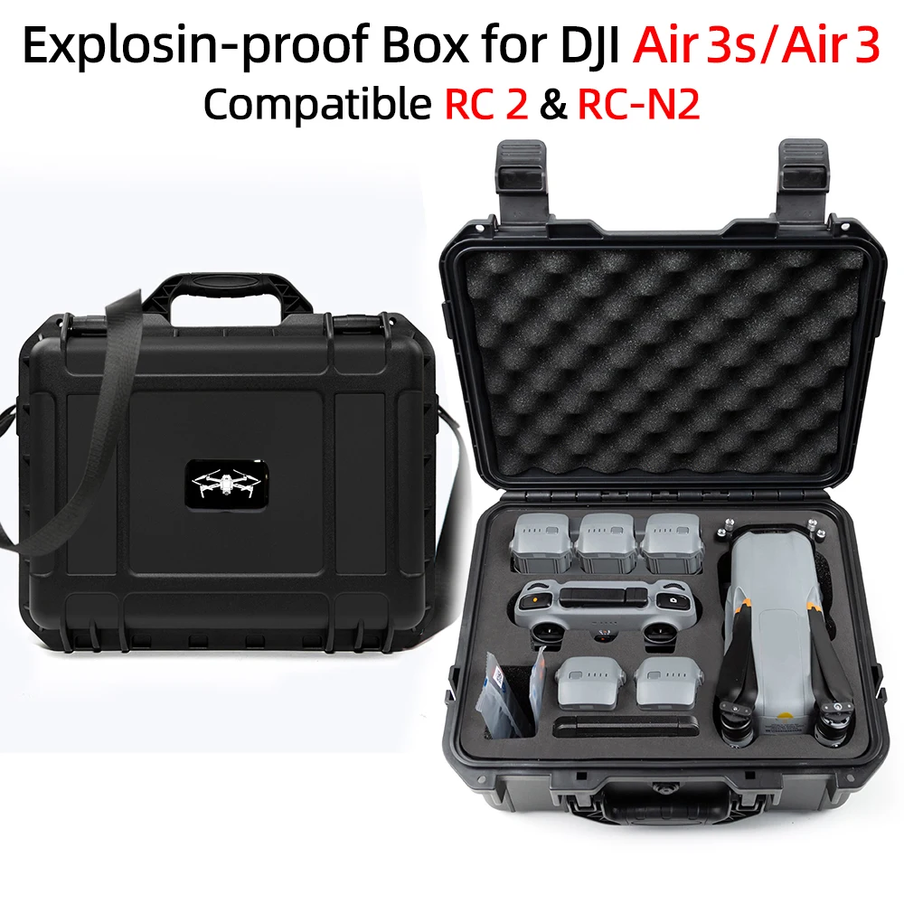 Explosion-Proof Safety Box For DJI AIR 3S/3 Storage Bag Water-Proof Portable Hard Shell Case Carrying Box For RC-N2/RC 2 Newest