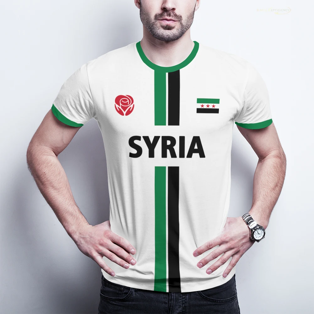 Syrian Flag Football Jerseys Men's Sports T-shirts Syrian National Emblem Pattern Printed Street Loose Tops Unisex Casual Tees 5