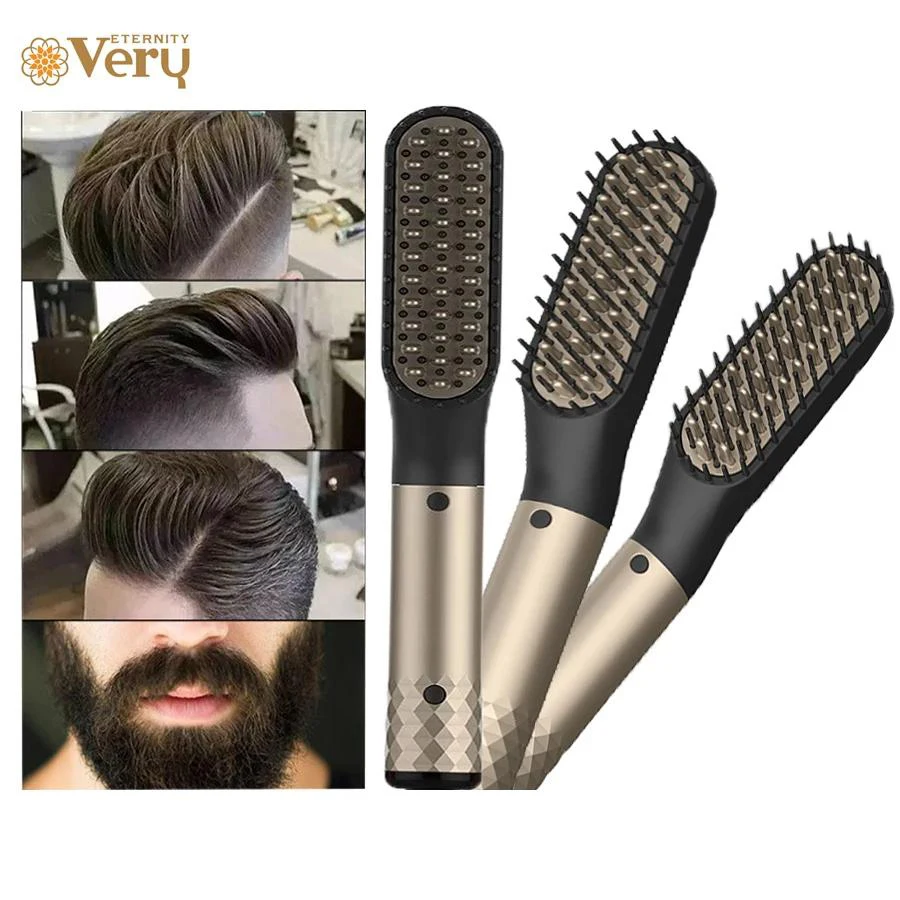 Electric Heated Beard Straightener, Hair Straightening Iron, Mini Fast Heating Beard Straightener Comb for Men and Women e3d revo ceramic hotend kit 24v 40w 104nt 4 thermistor fast heating heated block kit all in one bimetal nozzles 3d printer part