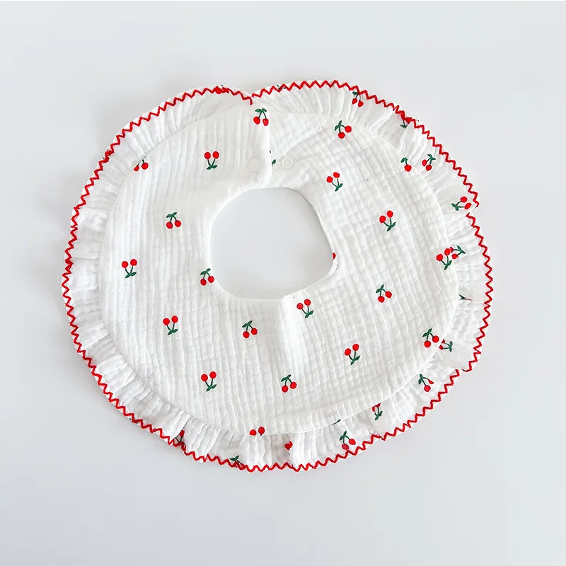 Description Picture 3 of itemKorean Style New Round Lace Baby Bibs Breathable Gauze Baby Saliva Towel 0-2 Year Old Floral Rabbit Burp Cloths Fake Collar