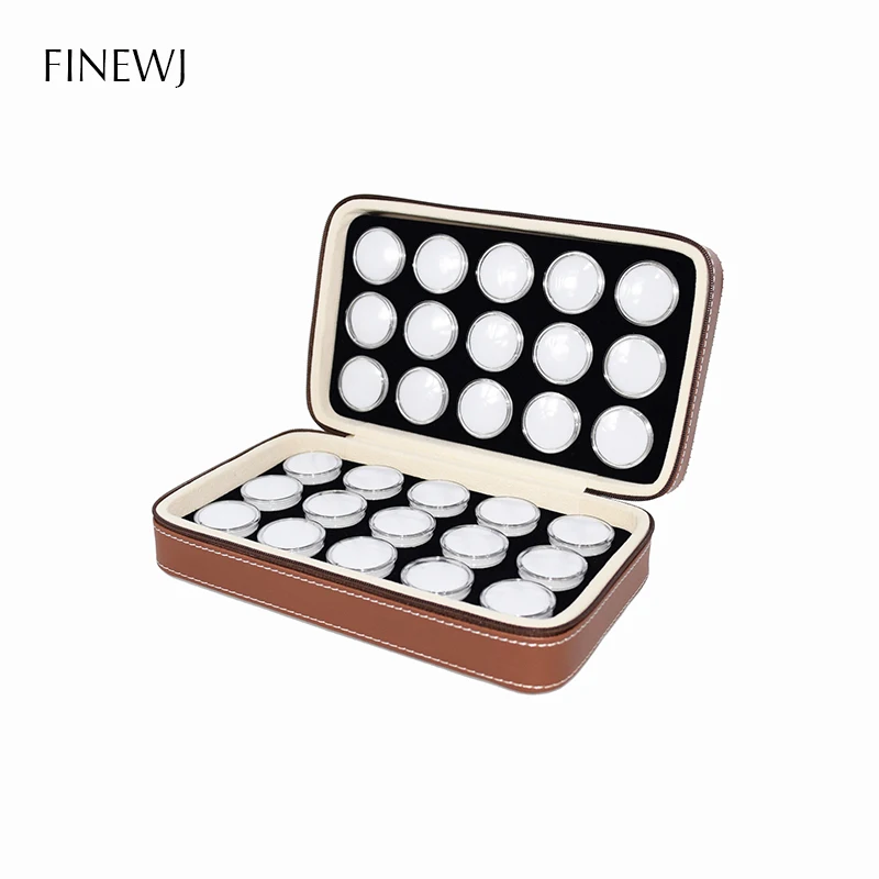 휴대용 보석 수집가 지퍼 가방 매력 다채로운 보석 디스플레이 라운드 상자 저장 용기 느슨한 다이아몬드 구슬 운반 케이스