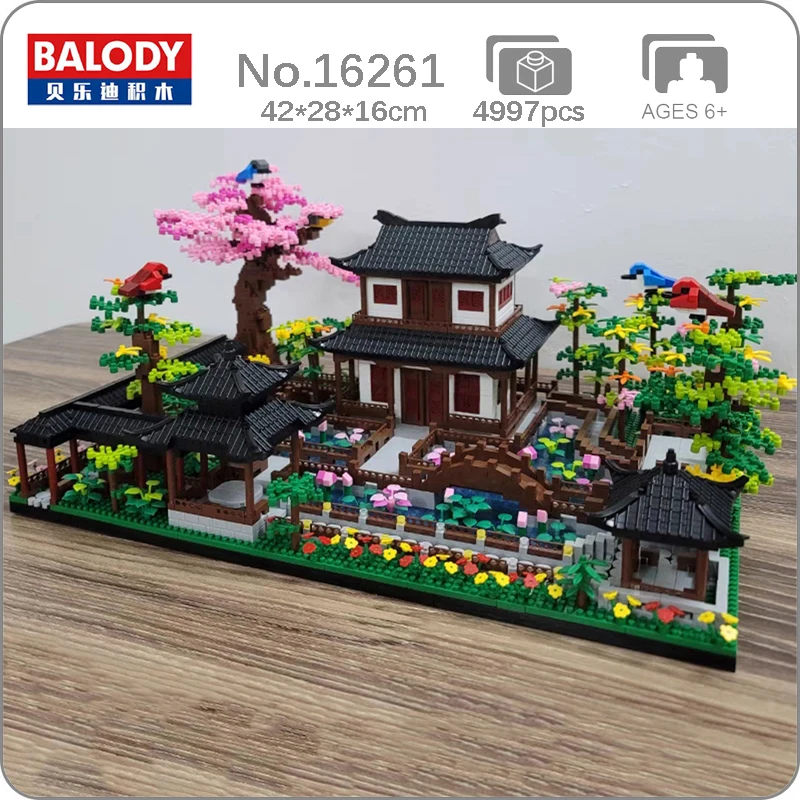 

Balody 16261 World Architecture Courtyard Pavilion House Garden Tree Bridge Model Mini Diamond Blocks Bricks Building Toy No Box