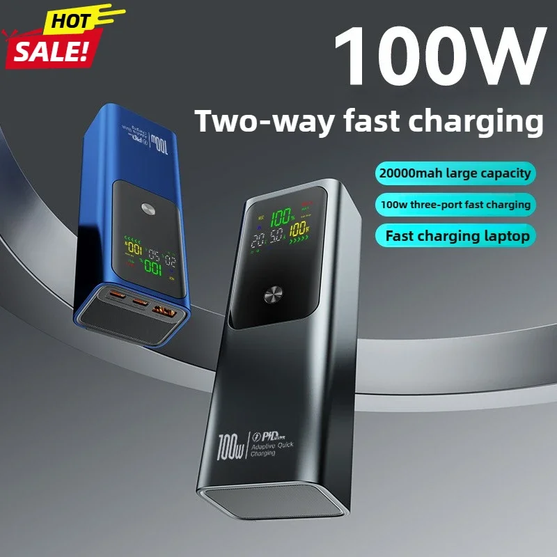 PD100W 30000mAh Large Capacity Power Bank Two-way Fast Charging Portable Powerbank Laptop External Spare Battery for Macbook 2